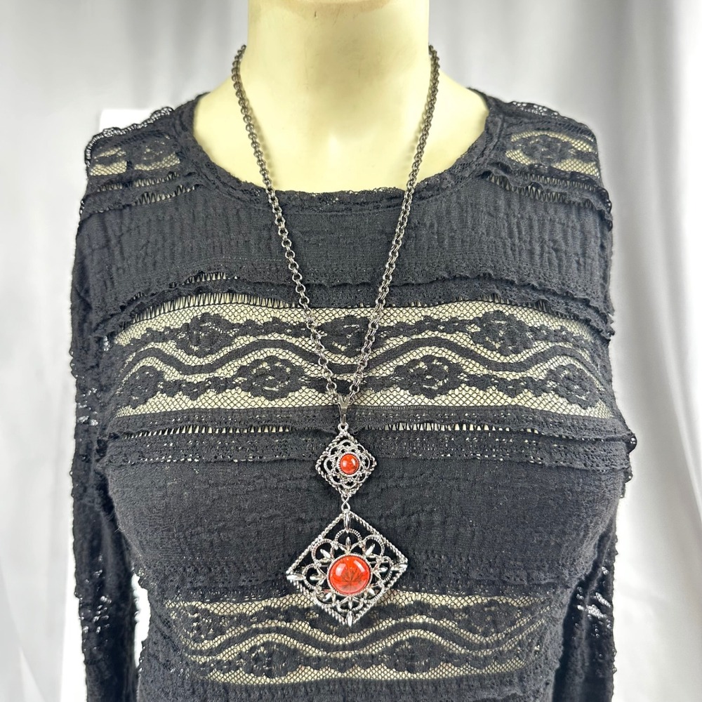 Vintage‎ Sarah Coventry Inca Fire Convertible Pendant Necklace 1970s Brooch Pin